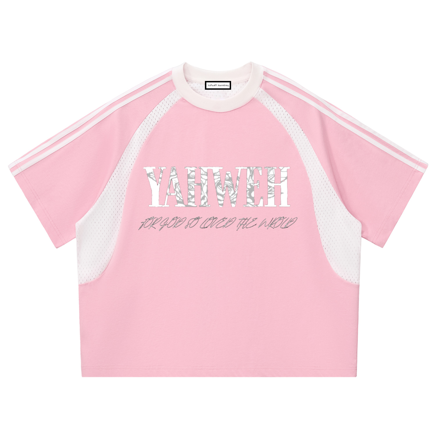 Contrast Stripes Panel Mesh T-shirt