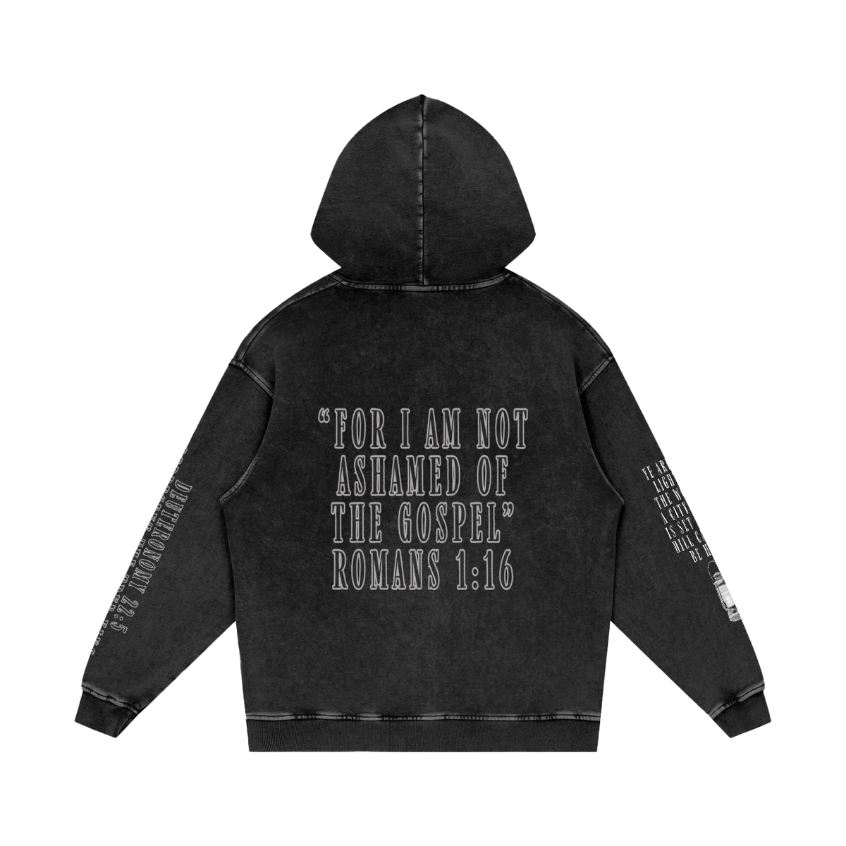 YAHWEH Snow Washed Loose Cotton Hoodie | Black design|