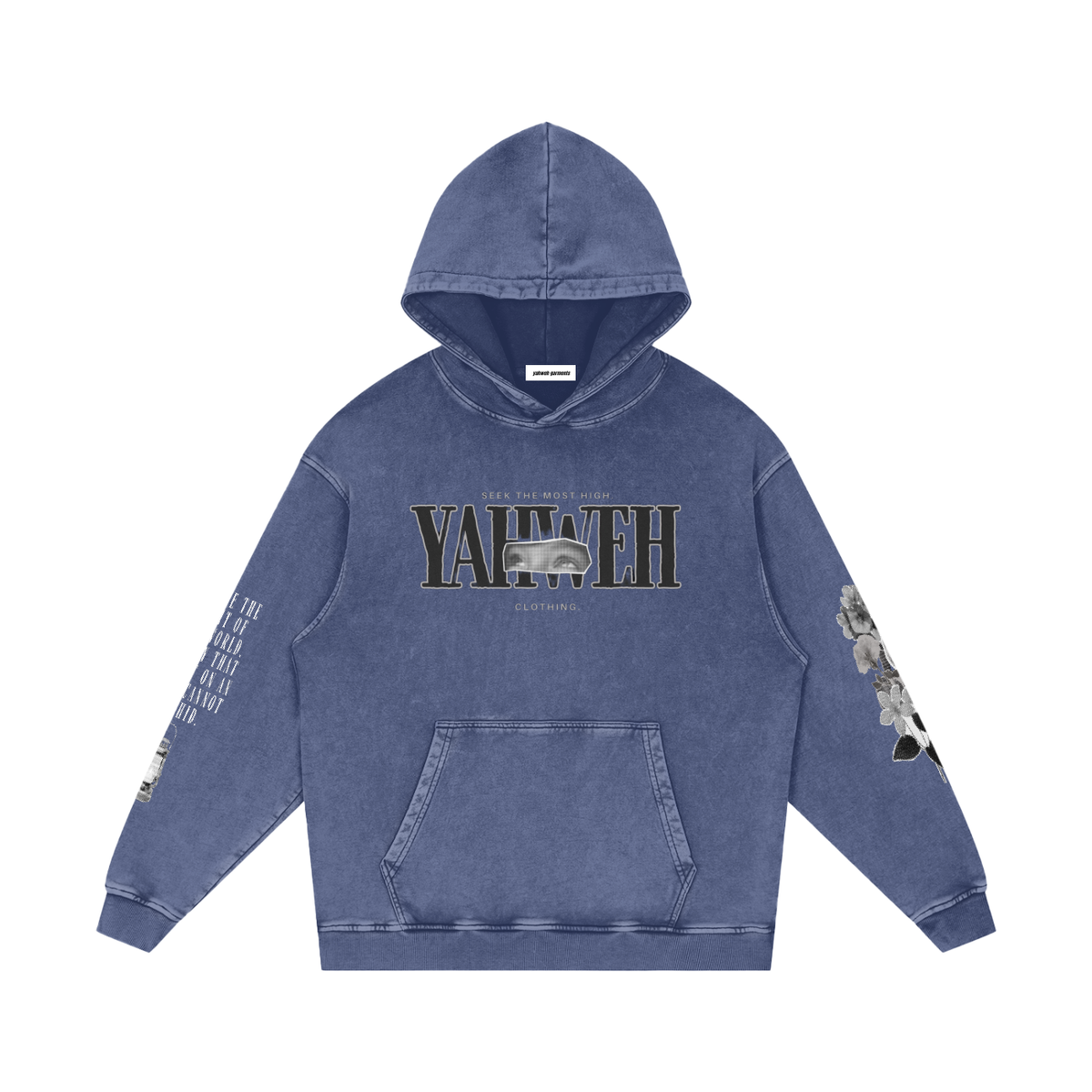 YAHWEH Blue Baggy Oversized Hoodie