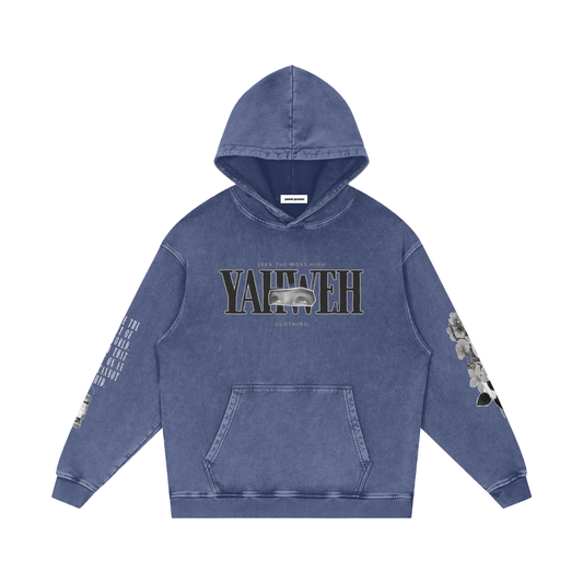 YAHWEH Blue Baggy Oversized Hoodie