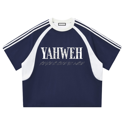 Contrast Stripes Panel Mesh T-shirt