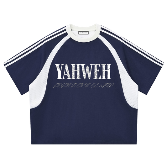 Contrast Stripes Panel Mesh T-shirt